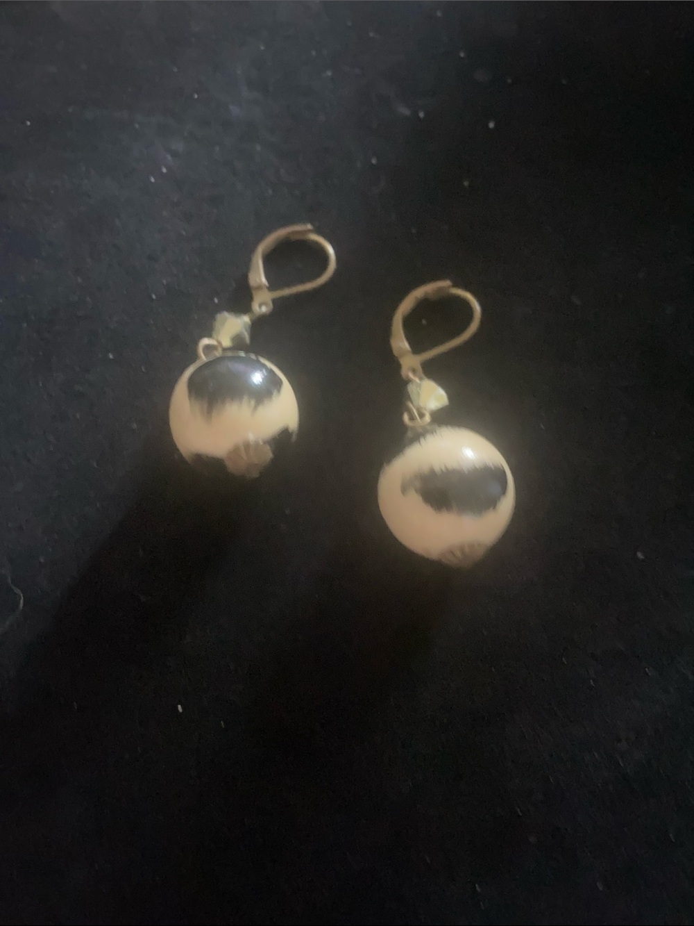 Vintage-Inspired Black and Cream Drop Earrings - Women Jewelry
